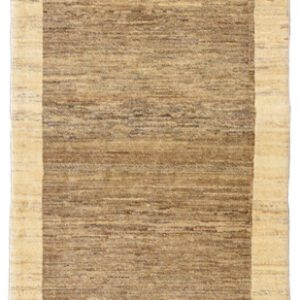 Gray, taupe, and cream minimalist hand knotted Persian carpet runner measuring 3' x 12'. hand knotted in natural undyed organic wool.