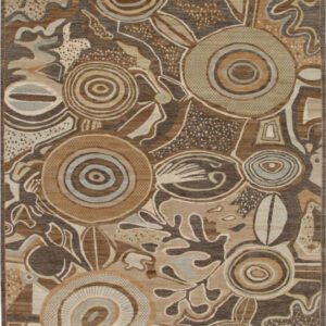 Drum Beat - Brown, Cream, Taupe, and Light Blue Abstract Persian Carpet - 10x14 - Overall Carpet Photo