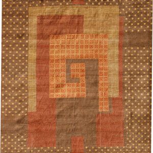 Labyrinth brown red tan art deco wool area rug
