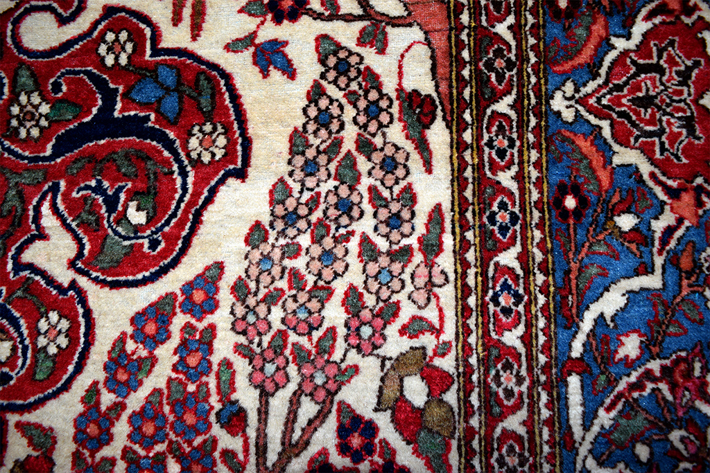 Persian Carpet Organic Tree of Life with Birds Circa 1890 Gateway to Paradise Design Pure Wool Antique Isfahan