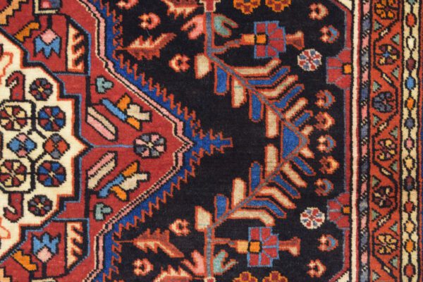 Pure Wool Antique Hamadan Nahavand Persian Area Rug Geometric and Floral