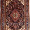 Hamadan Nahavand Persian Carpet Pure Wool Handknotted in Red Blue and Cream