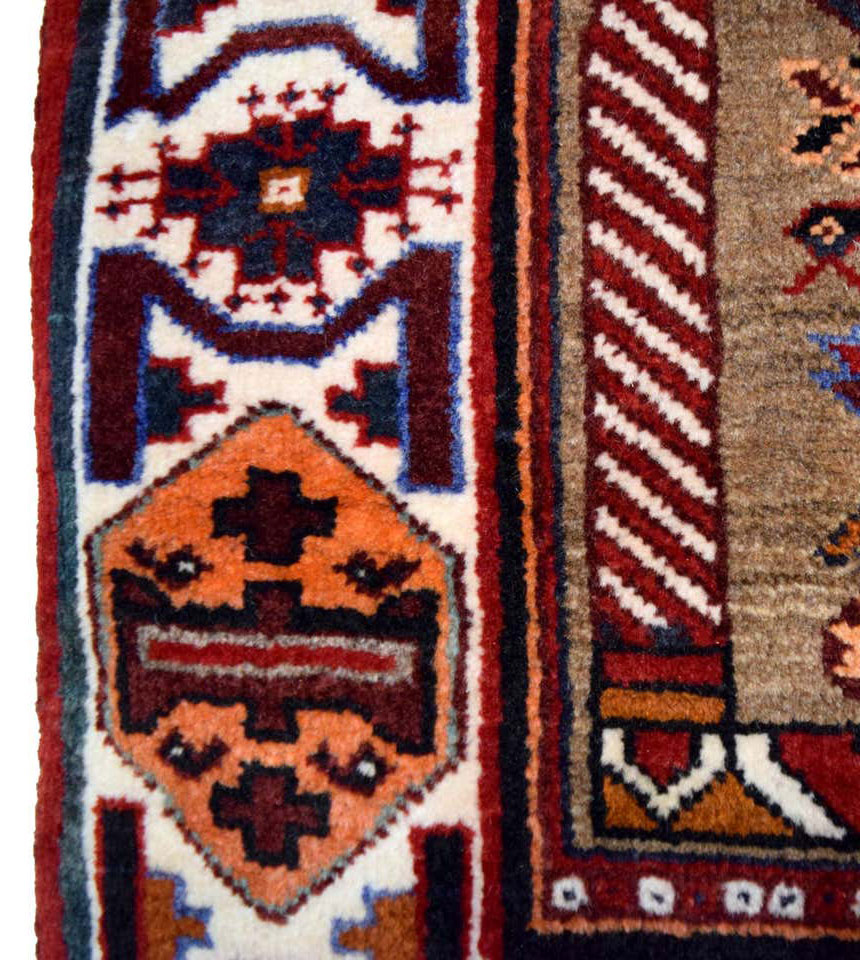 Qashqai Tribal Persian Lion Rug with Man in Pure Wool Handknotted