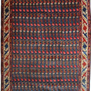 Antique Senneh Persian Area Rug Hadnknotted in Pure Wool Floral Scene