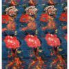 Blue Pink Red Gold Senneh Antique Persian Carpet Handknotted with Handspun Wool