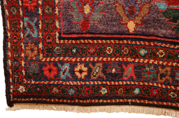 Saveh Antique Vintage Persian Rug Fringe Pure Wool Red and Blue