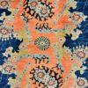 Rupture Galaxy Wool Persian Area Rug Abstract Medallion in Orange on Blue