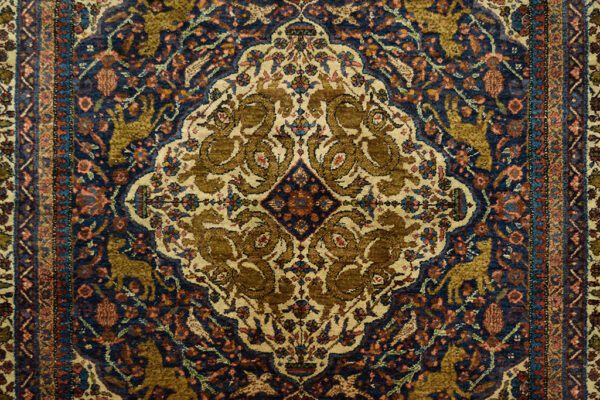 Khoy Central Medallion Vintage Persian Wool Handknotted Carpet with Handspun Vegetable Dyed Wool