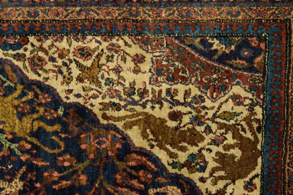 Antique Tabriz Khoy Wool Rug Animals and Flowers Handknotted in a Traditional Design