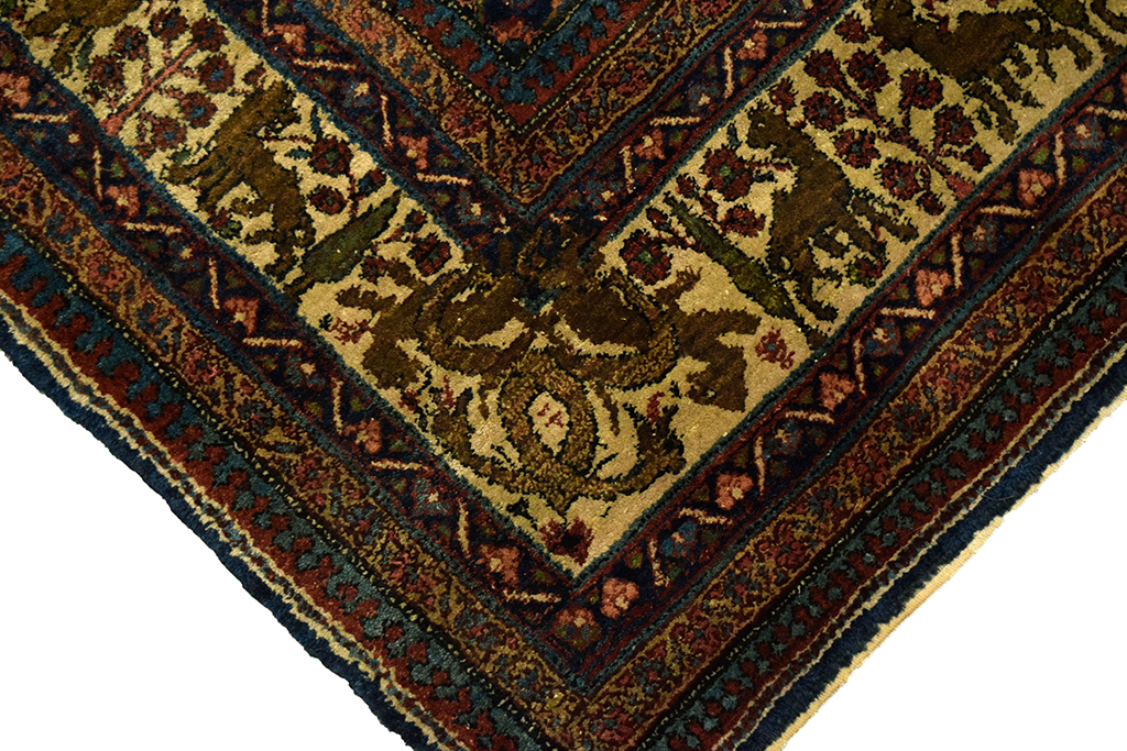 Khoy Persian Rug in Wool with Vegetable Dyed Handspun Wool in a Curvilinear Layered Design