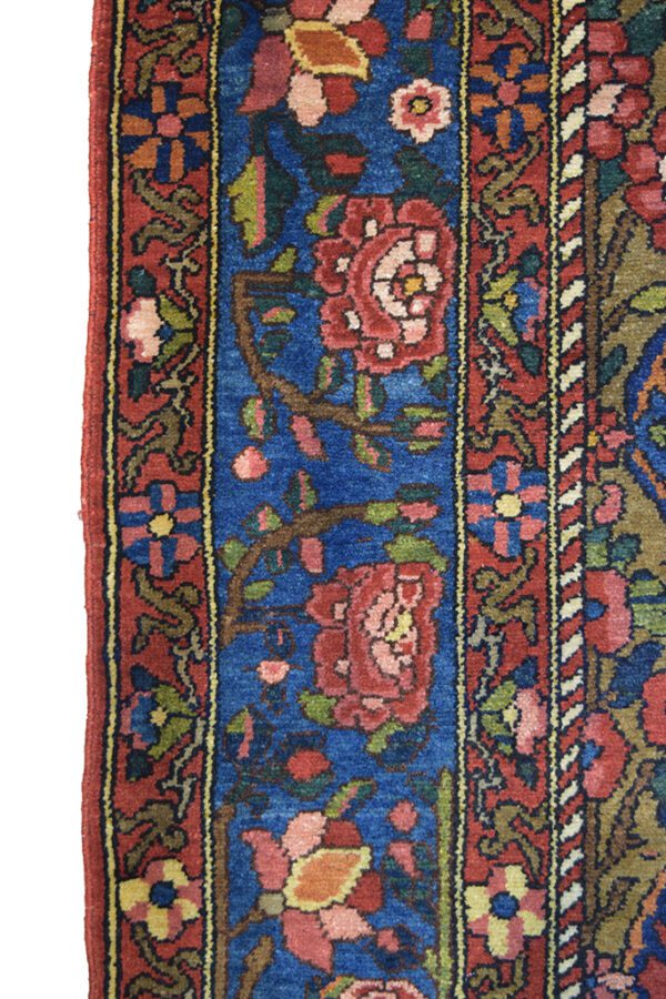 Blue Border Antique Bakhtiari Persian Carpet Garden Design