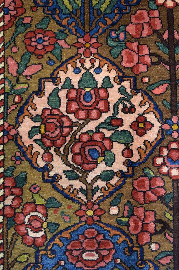 Bakhtiari Bibibaft Area Rug Antique Persian Carpet Pink and Red