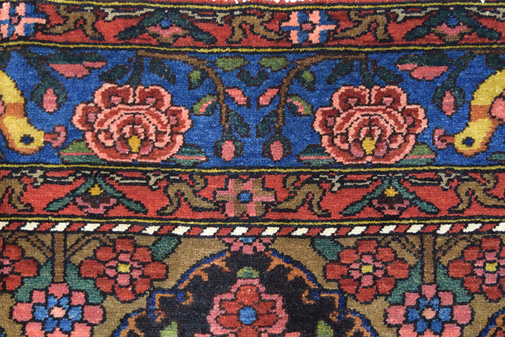Bakhtiari Bibibaft Garden Floral Red Pink Antique Persian Area Rug