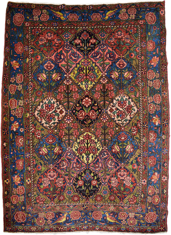 Colorful Bakhtiari Bibibaft Floral Garden Design Persian Area Rug