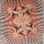 Blue Teal Pink Deep Red Abstract Galaxy Pulsar Wool Area Rug