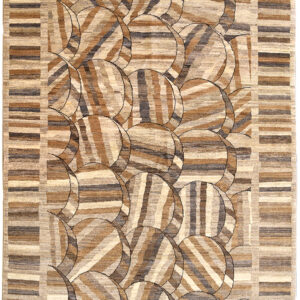 Modern design Persian rug handcrafted with wool from Persian fat-tailed sheep in cream brown and gray organic undyed wool