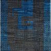 Architectural and geometric Art Deco design in brown on blue pure wool area rug contemporary and modern heirloom quality art