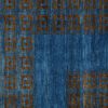 Luxury Persian Labyrinth carpet, organic materials, hand-knotted, vegetable-dyed, heirloom quality in blue and brown