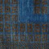 Fine handknotted Persian area rug in wool timeless architectural design in blue and brown from organic vegetable dyes detail