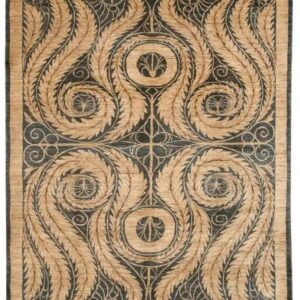 Arts and crafts style Persian carpet measuring 8' x 10'. Carpet is hand knotted in organic wool. Beautiful blue and cream wool.