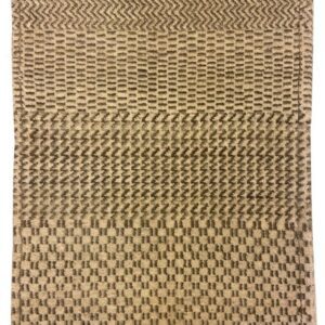 Hand-knotted in organic wool, minimalist design in cream and brown, 2x3.