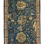 2x3 hand-knotted blue floral wool Persian rug