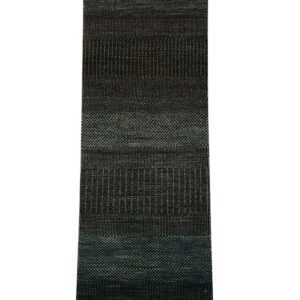 Blue and brown organic modern hand-knotted runner.