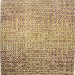 Wool 6x9 purple and gold contemporary area rug.