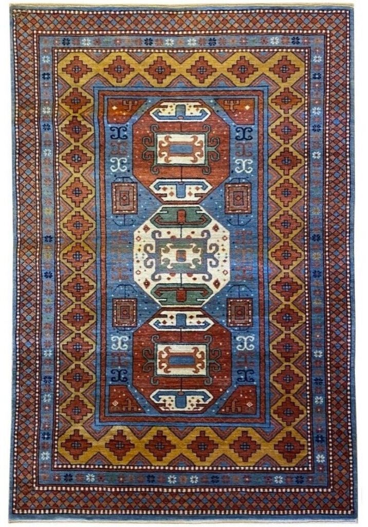 Hand-knotted colorful tribal rug
