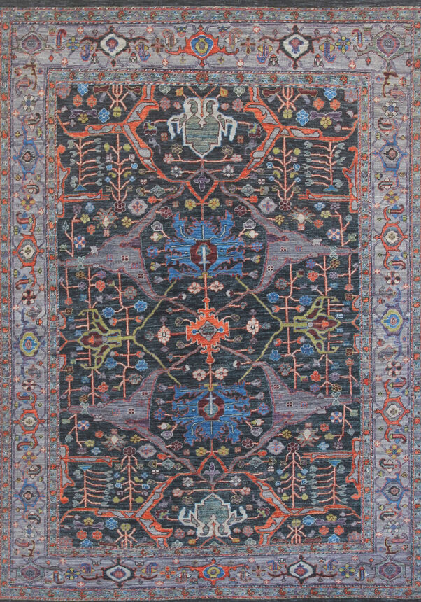Gray and Multi-color Transitional Faryab Carpet overall carpet photo - 5'2"x6'11"