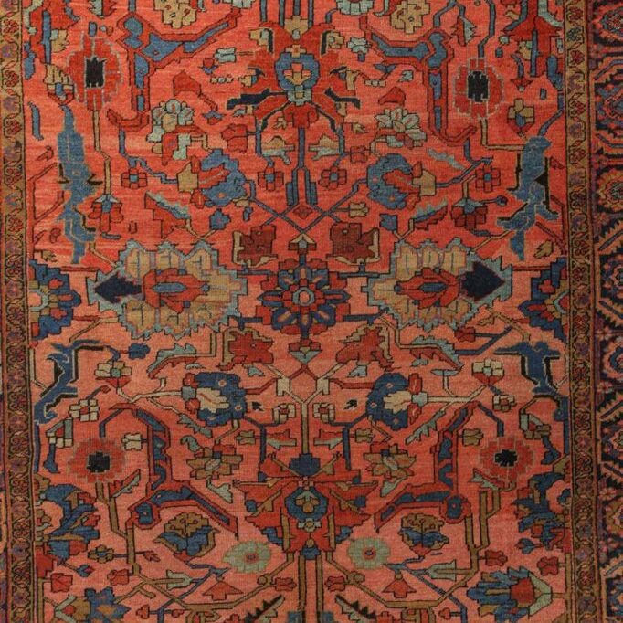 Antique Persian Bakshaish carpet interior field detail photo