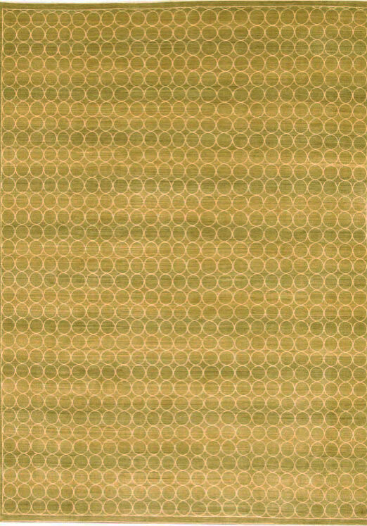 Circles – Green Contemporary Carpet with All over circular design – 10’ x 13’10” – overall photo