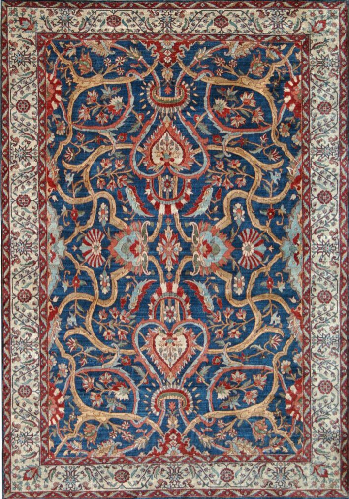 Refined & Romantic Bakhtiari – Modern Persian carpet measuring 10’ x 14’3” in red, taupe, cream, green, pink, light blue, and indigo wool – Orley Shabahang