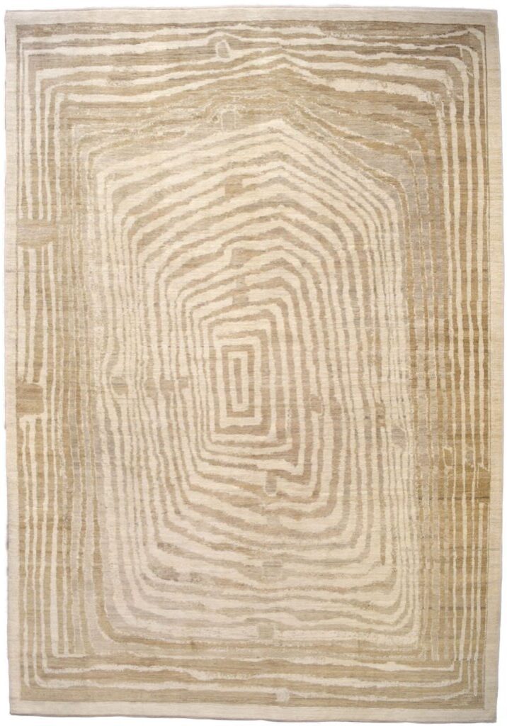 Rabbit Hole - 9'12' Cream and Taupe Abstract Carpet - Overall Carpet photo