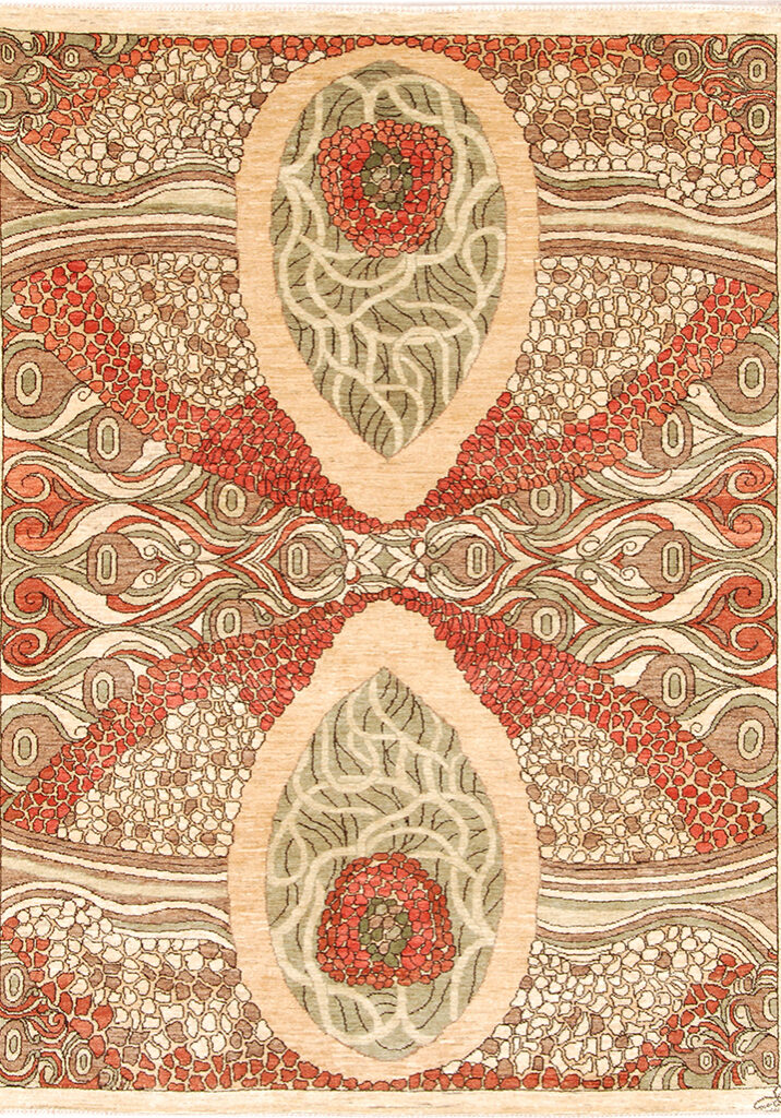 Red Green Nouveau Echo Rug