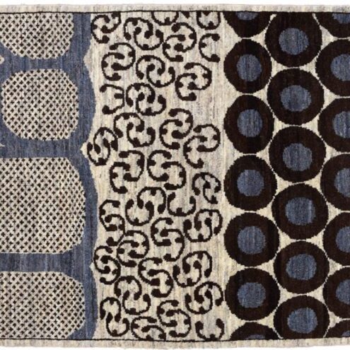Strata – Architectural Modern Persian Carpet – Gray-Brown, Cream Wool - overall Photo