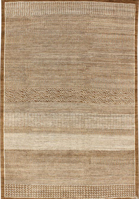 Rain – light brown and Cream Contemporary Persian Carpet – 5x7