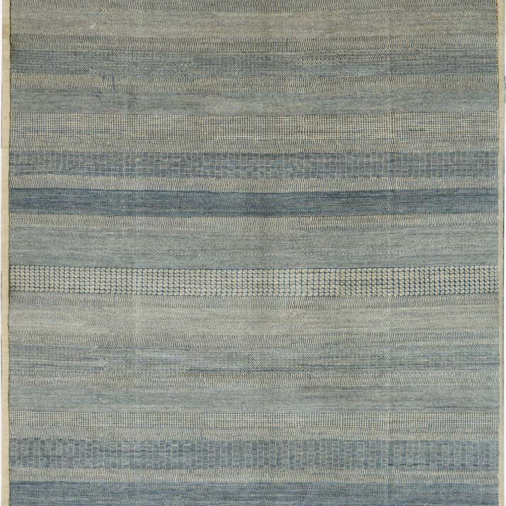 Cream Blue Architectural Rain Rug