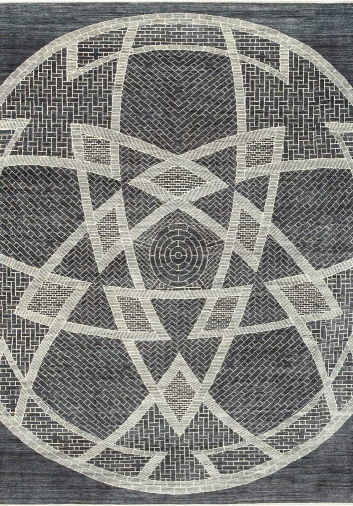 Donya – Gray and Cream Contemporary Carpet - 8’1”x 8’4” - overall photo
