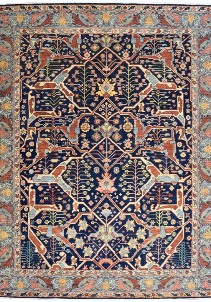 Colorful & Transitional Hand-knotted Serapi Carpet. Overall carpet photo.